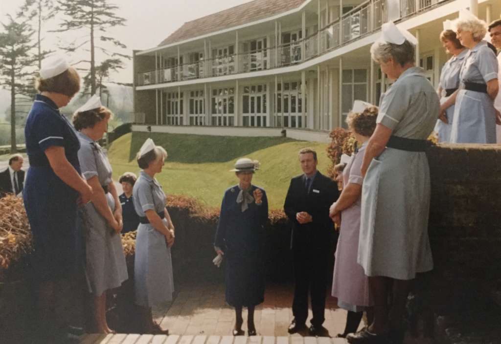 HRH Princess Alexandra outside the sanatorium during a royal visit in 1993 (Credit: Benenden Heritag