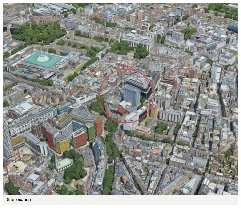 Aerial photograph showing the historic location and setting of the site