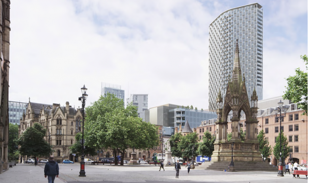 The proposed St Michael's tower, seen behind the Grade I listed Albert Memorial