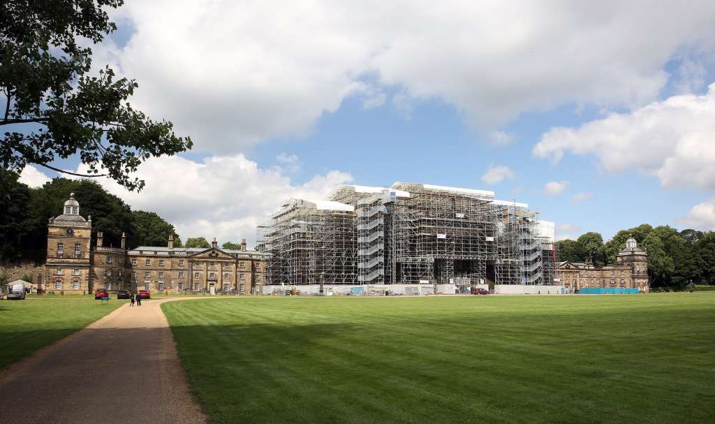 Panoramic view of the house undergoing current roof restoration works (Credits: Wentworth Woodhouse