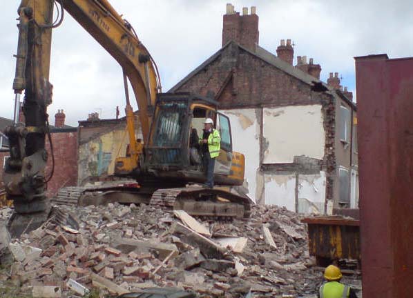 Demoition of terraced houses in Gateshead, under a Pathfinder scheme