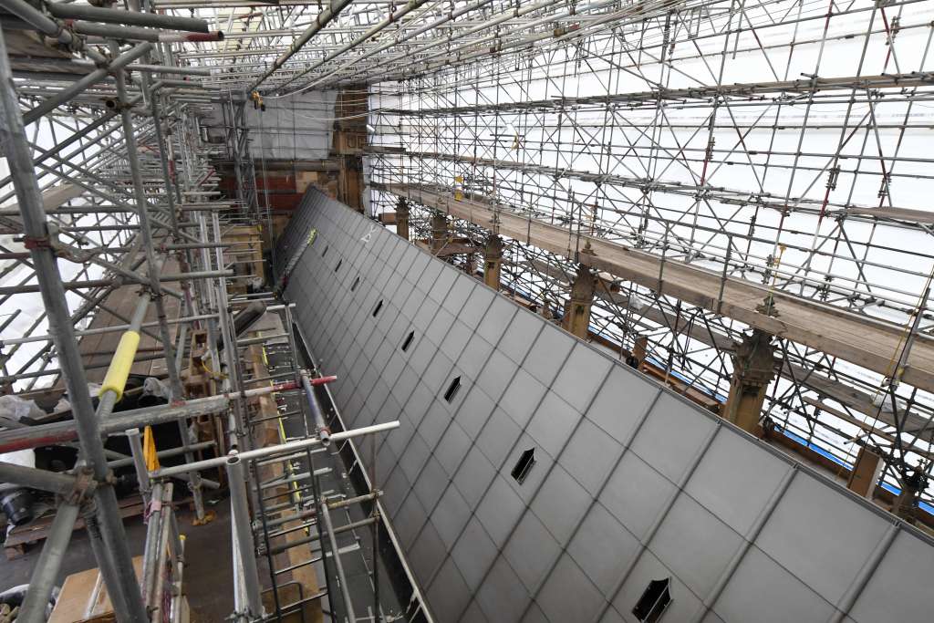 A completed section of Parliament's restored roof (Credit: Jessica Taylor)